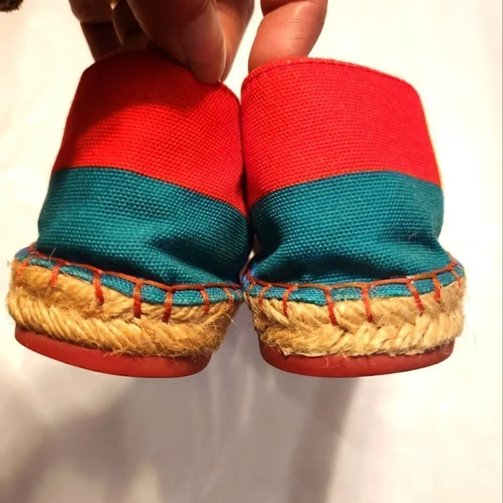 Valentino Limited Edition Collection Rainbow Canvas Espadrilles Size 38
